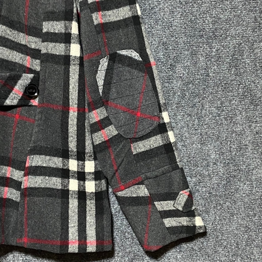Urban Republic Women's XL Plaid Double Breasted‎ Pea Coat Faux Fur Hood Pockets - Picture 8 of 14